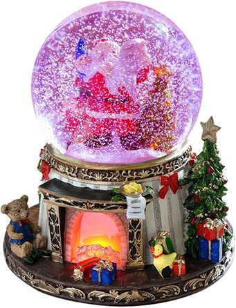 Велика LED снігова куля Wichtelstube-Kollektion з електричним сніговим вихором, музикою та зміною кольорів, блискуча куля для декору