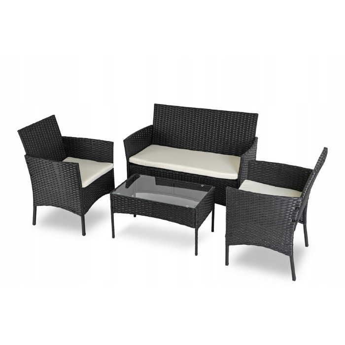 Комплект садових меблів MEBEL ELITE з пластику, чорний, 4 предмети