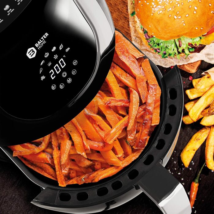 Аерофритюрниця Balter Airfryer XXL 5,5 л з вікном перегляду, 12 програм, багатофункціональна фритюрниця без олії, HL-551T