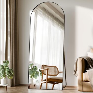 Дзеркало підлогове BEAUTYPEAK Bogen 142x52 см, чорне, повнорозмірне, настінне або з підставкою для спальні, вітальні, гардеробної