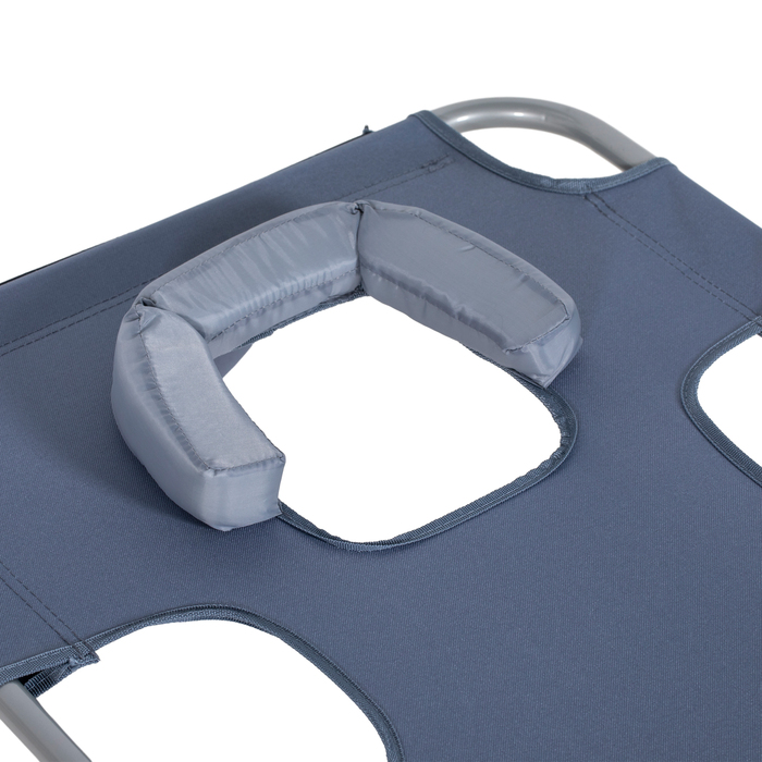 Outsunny Sun Lounger Складний садовий шезлонг з вікном для читання, подушка, шезлонг з регульованою спинкою в 5 напрямках, стійкий до погодних умов шезлонг для кемпінгу з навантаженням до 120 кг, для садового пляжного басейну, сірий
