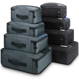 Набір органайзерів для подорожей Mossio Packwürfel для валізи та рюкзака, 8 шт, чорний/сірий, преміум-якість