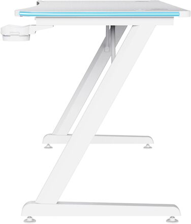 Ігровий стіл Trust Gaming GXT 709W Luminus RGB з підсвічуванням LED, 10 режимів, USB, білий, з тримачем для навушників та напоїв, 120 x 60 см