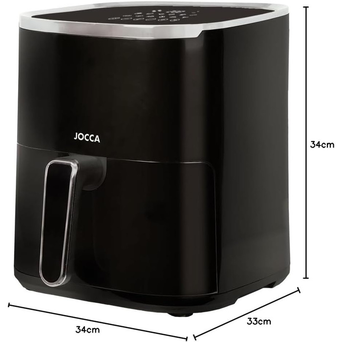 Аерофритюрниця JOCCA 5L, безмасляна фритюрниця 1450W з LED сенсорним екраном та регулюванням температури, чорна