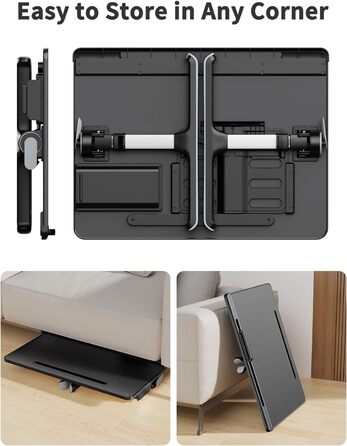 Стіл для ноутбука SAIJI 60x45 см, багатофункціональний, регульована висота і кут, з підставкою для книг, шухлядою, фіксатором, слот для планшета, для ліжка та підлоги