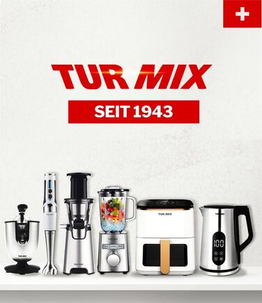 Електрична соковижималка Turmix Multi-Juicer CX 650 для цитрусових з нержавіючої сталі, 2 конуси для апельсинів та лимонів, тиха, посудомийна