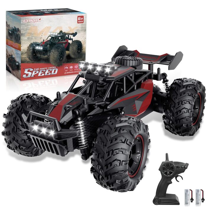 Радіокерований позашляховик Carox 1:18, 2.4 GHz, 25 км/год, Monstertruck з підсвічуванням (Червоний)