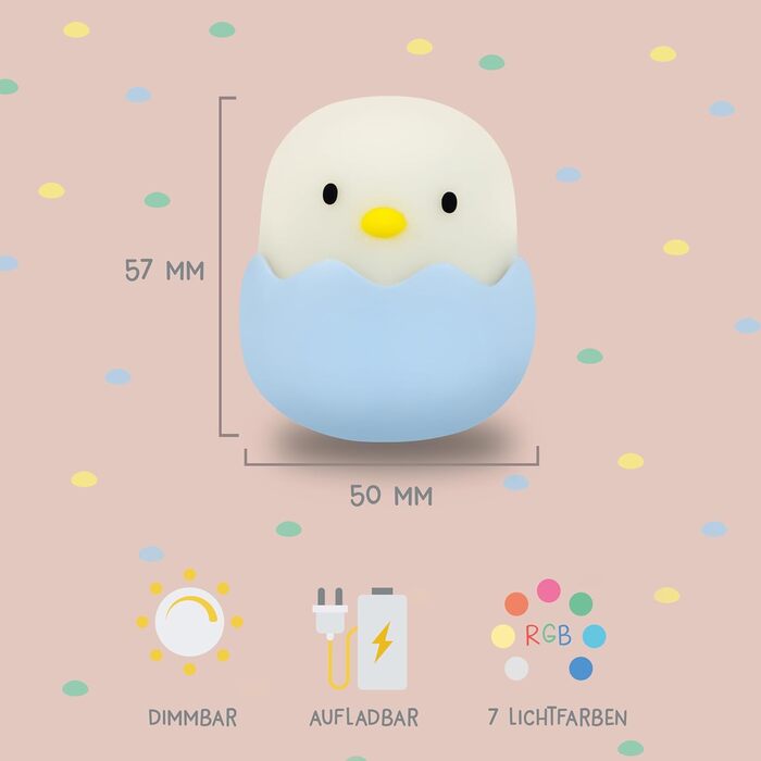 Нічник дитячий LED MegaLight Eggy (синій) з USB зарядкою, димуючий, сенсорний, для немовлят без дрібних деталей