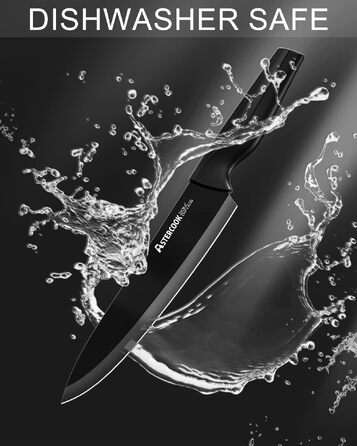 Набір кухонних ножів Astercook з підставкою та вбудованим точилом, 15 предметів, нержавіюча сталь, чорний