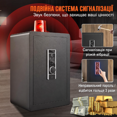 Меблевий сейф VEVOR об'ємом 2,2 кубічних фута з вогнетривким гаманцем, знімною полицею для пароля та ключа, відбитків пальців, внутрішньою шафою, настінним сейфом для готівки, ювелірних виробів, документів та цінностей