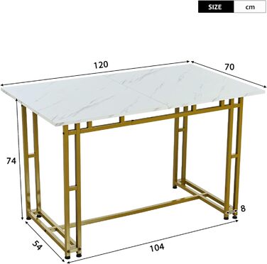 Стіл обідній 120x70 см з 4 стільцями, сучасний кухонний комплект, золоті металеві ніжки, темно-сірі стільці