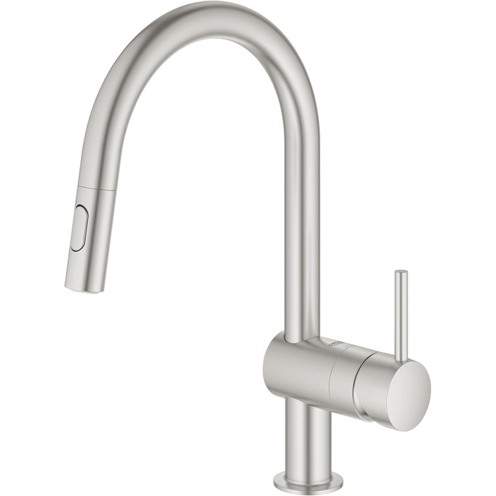 Змішувач кухонний GROHE Minta з висувним душем, 2 режими, SuperSteel, 32321002