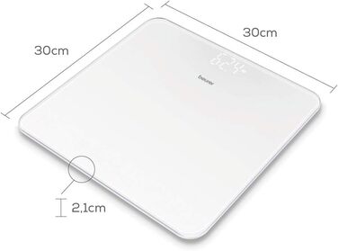 Beurer GS 225 біла цифрова скляна вага для людей з Magic-Display і точково-матричним дисплеєм