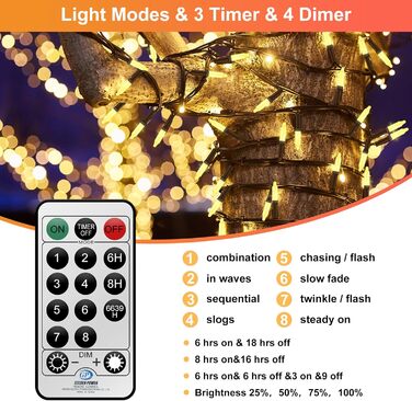 Гірлянда CORST 120 м, 800 LED, для вулиці та дому, тепле біле світло, електрична, для саду, ялинки, святкова