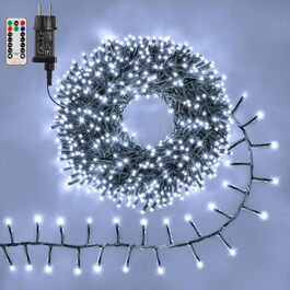 Світлодіодна гірлянда Ollny 15м, 1000 LED Cluster, водонепроникна IP44, 8 режимів та таймер, холодне біле світло для вулиці, ялинки та декору