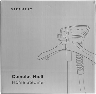 Вертикальний відпарювач Steamery Cumulus No.3 для дому, 1750 Вт, з вішаком і термозахисною рукавичкою, 60 хвилин роботи, видалення складок, чорний/сірий