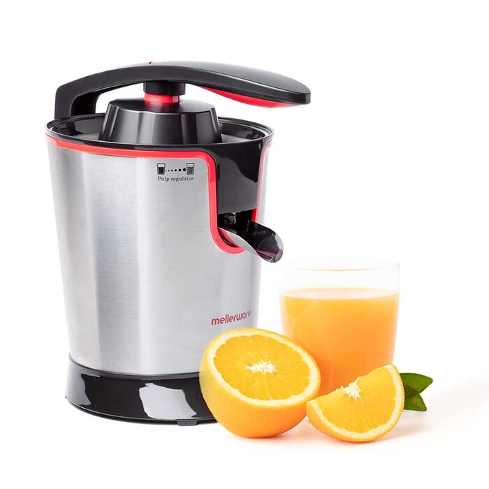 Соковижималка електрична Mellerware Juicy! 300W з системою Anti-Drop, 2 фільтри, для апельсинового соку (червона)