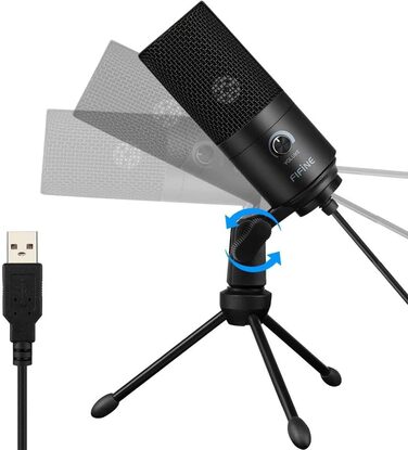FIFINE USB мікрофон для ПК та ігор, студійний конденсаторний мікрофон для подкастів, стрімінгу, Mac, PS4, PS5, з підставкою, чорний