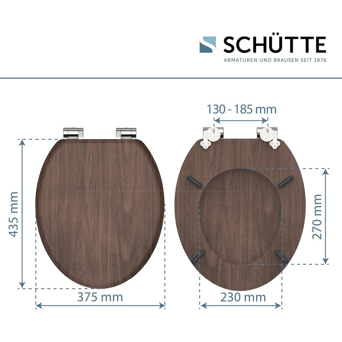 Дерев'яне сидіння для унітаза SCHÜTTE з мікроліфтом (Soft-Close), кришка для унітаза з MDF, витримує до 175 кг, колір Darkwood