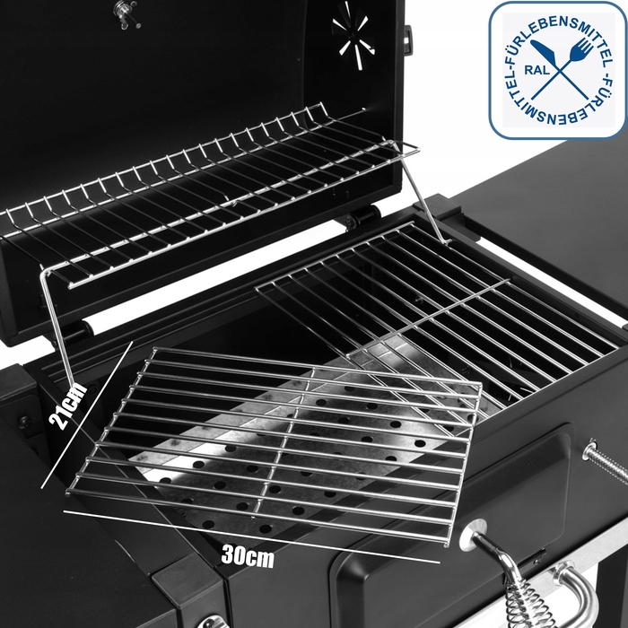 Садовий вугільний гриль BBQ XXL з кришкою, попільничкою, регулятором та термометром