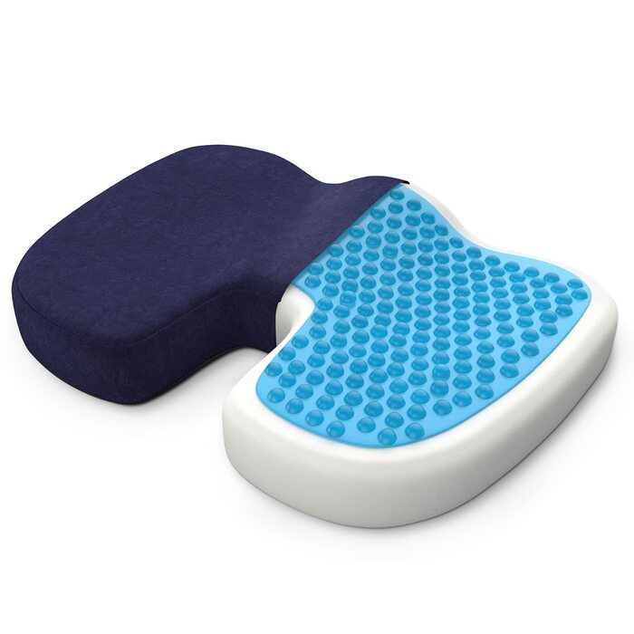 Ортопедична подушка для сидіння Bonmedico з Memory Foam та гелевим наповнювачем - для автомобіля, офісного крісла, інвалідного візка. Велюр, великий розмір.