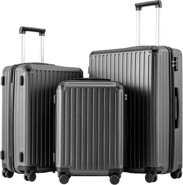 Валізи COOLIFE з ABS-пластику, жорсткий дорожній чемодан з TSA-замком, телескопічною ручкою та 4 подвійними колесами, набір валіз, сірий колір
