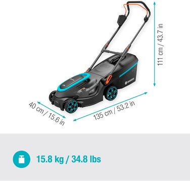 Акумуляторний газонокосарка Gardena PowerMax 37/36V P4A Ready-to-Use Set (14638-20) 37см, 350м², 45л, 2023