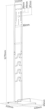 Підставка для пилососа PureMounts з роликами, сумісна з Dyson V6/V7/V8/V10/V11/V12/V15, біла, мобільна, для підлоги