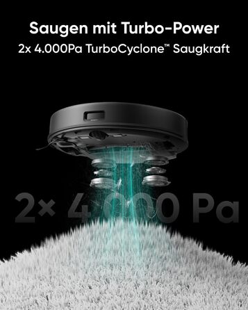 Робот-пилосос eufy X8 Pro з функцією вологого прибирання, Twin-Turbine 2×4000Па, щітка проти заплутування, лазерна навігація iPath, для глибокого очищення шерсті тварин з килимів і твердих підлог