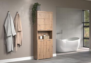 Шафа для ванної кімнати Trendteam Amanda, висока, широка, 73x190x31 см, дуб асті, сучасний дизайн