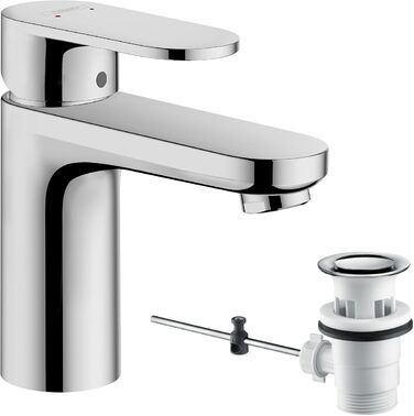Змішувач для ванної кімнати Hansgrohe Vernis Blend з подовженим виливом 100 мм та системою зняття кришки, економічний (EcoSmart), хром