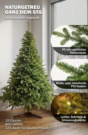 Штучна ялинка 4smile зі світлодіодною гірляндою, PE/PVC (стандарт), 180 см