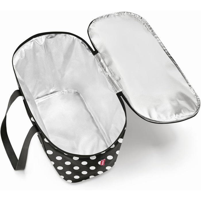 Термосумка reisenthel Coolerbag з поліестеру, біла в горох – для пікніка, покупок, подорожей