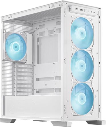 Ігровий корпус ASUS TUF GT302 ARGB білий, Mid-Tower ATX, 4x140 мм ARGB вентилятори, змінні бокові панелі, підтримка ATX материнських плат із прихованими роз'ємами, сітчаста фронтальна панель
