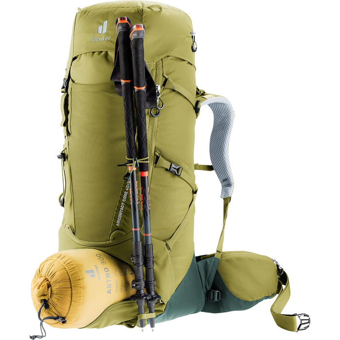 Туристичний рюкзак Deuter Aircontact Core 40+10 л, зелений, модель 2024, для трекінгу