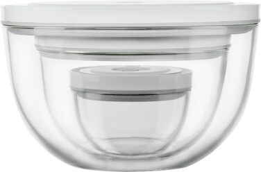 Набір вакуумних контейнерів для зберігання їжі ZWILLING Fresh & Save, 6 предметів, скло, сірий (S-12 см, M-18 см, L-24 см)