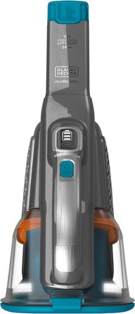 Акумуляторний ручний пилосос BLACK+DECKER Dustbuster Smart Tech 18 В, 36 Вт·год, циклонний, 2 режими, витяжна щілинна насадка, зарядна станція, настінне кріплення, титан/срібло/синій