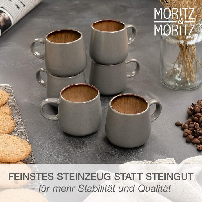 Набір керамічного посуду Moritz & Moritz SOLID 24 предмети для 6 осіб: обідні, десертні та глибокі тарілки, чашки з ручками