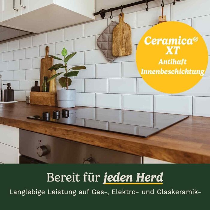 Набір посуду Cuisinart Ceramica XT 11 предметів: каструлі, сковороди, сотейник, пароварка, антипригарне керамічне покриття з титановим зміцненням, без PTFE, PFOA та PFAS, чорний