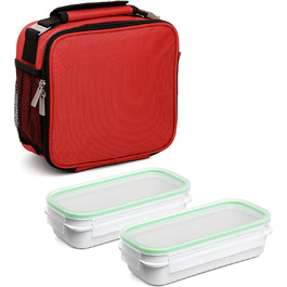 Термосумка Tatay Urban Food Premium 4,7 л з 2 контейнерами 0,75 л, BPA Free, червона, жорсткий корпус