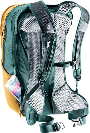 Велосипедний рюкзак Deuter Race Air 14+3 л, коричнево-синій, вентиляція спини