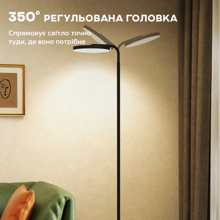 Світлодіодна настільна лампа з магнітною пульт дистанційного керування, з регульованою висотою, поворотна, металева, чорного кольору