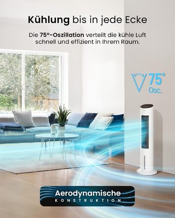 Pro Breeze OmniAir: Вежа-вентилятор з водяним охолодженням та пультом, 5л - мобільний кондиціонер без шланга