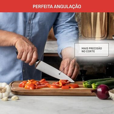 Набір кухонних ножів Jamie Oliver by Tefal з підставкою, 6 предметів, сталь з криозагартуванням, блок з акації, коричневий, K267S556