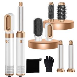 MogaWave Air Styler Pro 6 в 1: Фен-щітка, стайлер для волосся 1000W, професійний, для всіх типів волосся (біло-сірий)