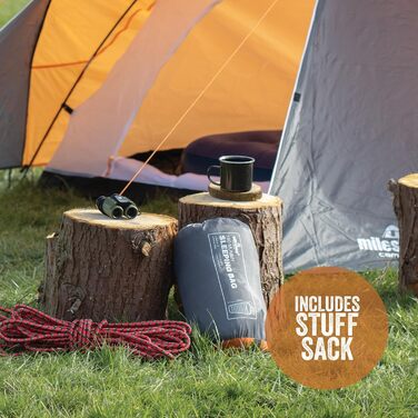 Одноособовий спальний мішок-кокон Milestone Camping, сіро-помаранчевий, водовідштовхувальний, 2 сезони, з сумкою для транспортування