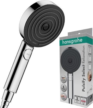 Душова лійка Hansgrohe Pulsify Select S з 3 режимами розпилення (PowderRain та масажний), антивапнясте покриття, хром, 105 мм