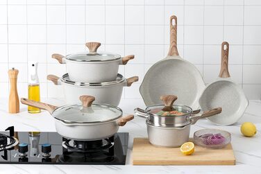 Набір посуду Country Kitchen з антипригарним покриттям з алюмінію (11 предметів, кремовий)