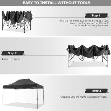 COBIZI павільйон 3x4,5 м водонепроникний, зимостійкий, з 4 стінками, складаний садовий шатер для вечірок, з пірамідальним дахом, UV-захист, чорний