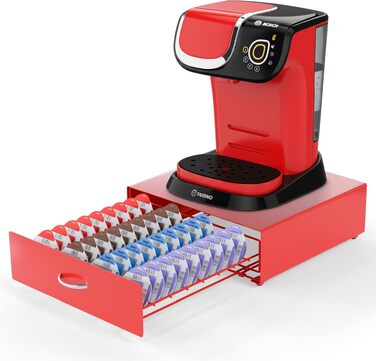 Тримач для капсул Tassimo на 64 кавових капсул, елегантний диспенсер-підставка для кавомашини Tassimo, червоний